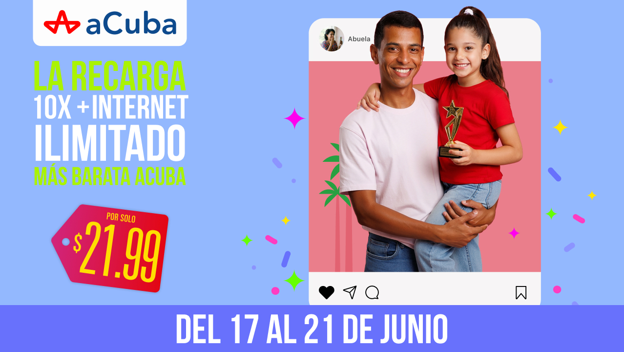 ¡La Recarga 10X + Internet Ilimitado más barata aCuba! Del 17 al 21 de junio ¡En Cuba recibirán 6000 CUP de Saldo Principal + Internet Ilimitado de 12 am a 7 am!