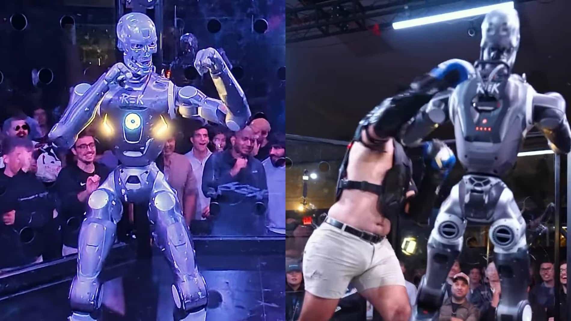 Foto: Un humano entra a una jaula y se enfrenta a un robot humanoide/Cortesía